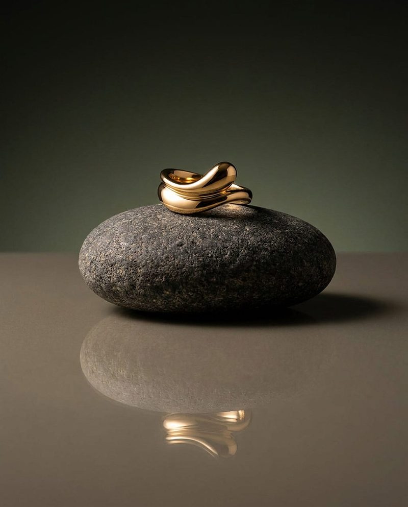 Minimal jewellery campaign visual produced from a product photo